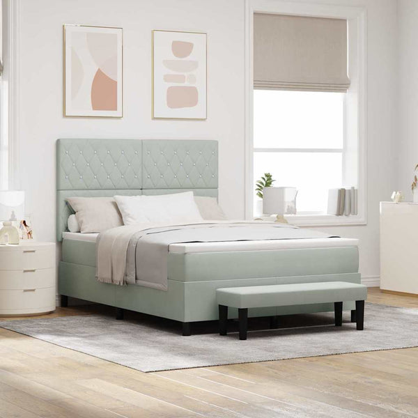 vidaXL Lit boxspring avec oreillers Gris clair 200 x 140 cm Velours