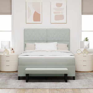 vidaXL Lit boxspring avec oreillers Gris clair 200 x 140 cm Velours