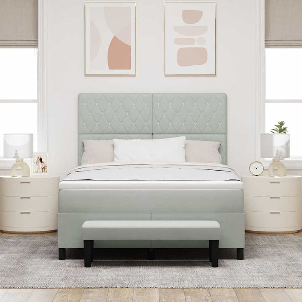 vidaXL Lit boxspring avec oreillers Gris clair 200 x 140 cm Velours
