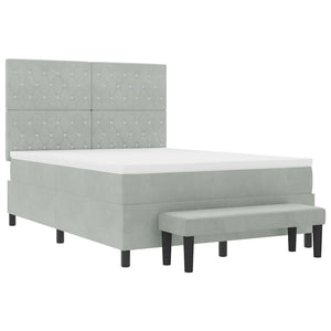vidaXL Lit boxspring avec oreillers Gris clair 200 x 140 cm Velours