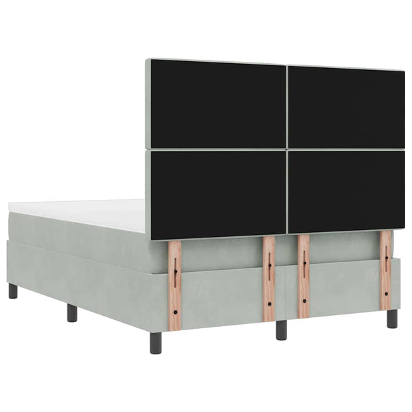 vidaXL Lit boxspring avec oreillers Gris clair 200 x 140 cm Velours