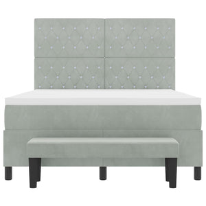 vidaXL Lit boxspring avec oreillers Gris clair 200 x 140 cm Velours