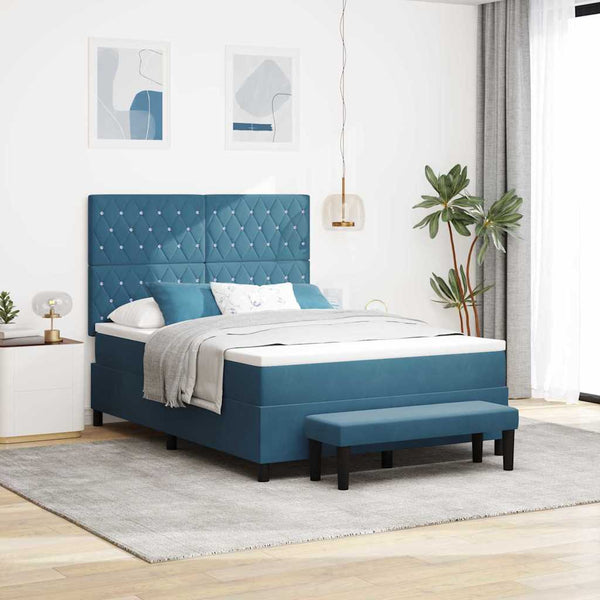 Boxspringbett Dunkelblau Samt 200x140 cm