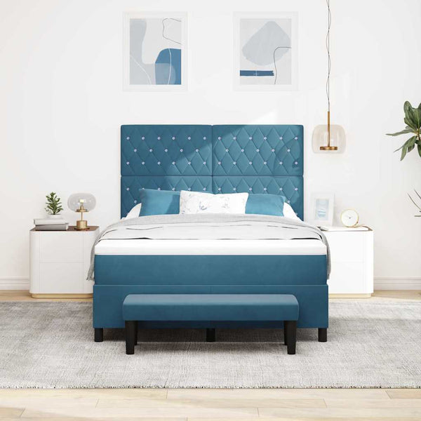 Boxspringbett Dunkelblau Samt 200x140 cm