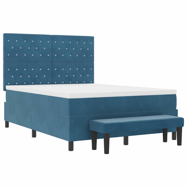 Boxspringbett Dunkelblau Samt 200x140 cm