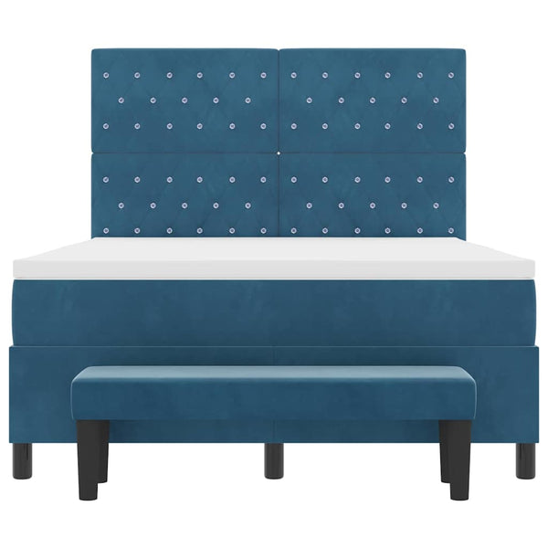 Boxspringbett Dunkelblau Samt 200x140 cm