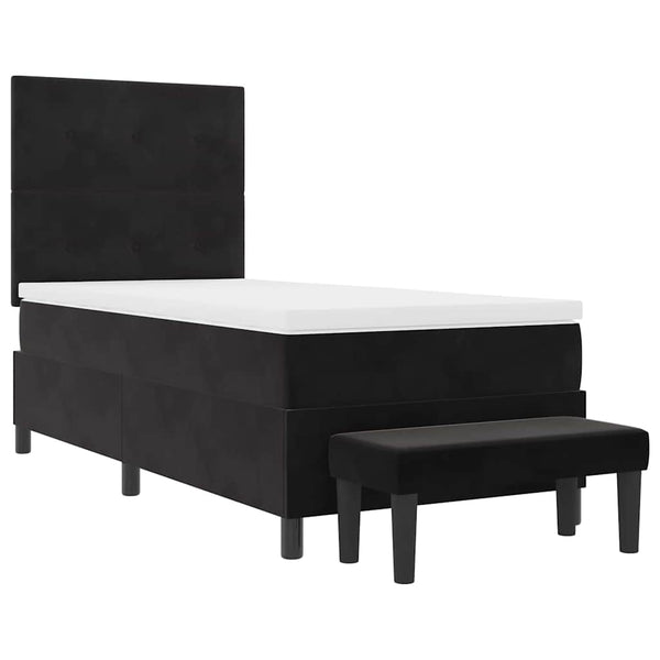 Boxspringbett Schwarz Samt 190x90 cm mit Kissen