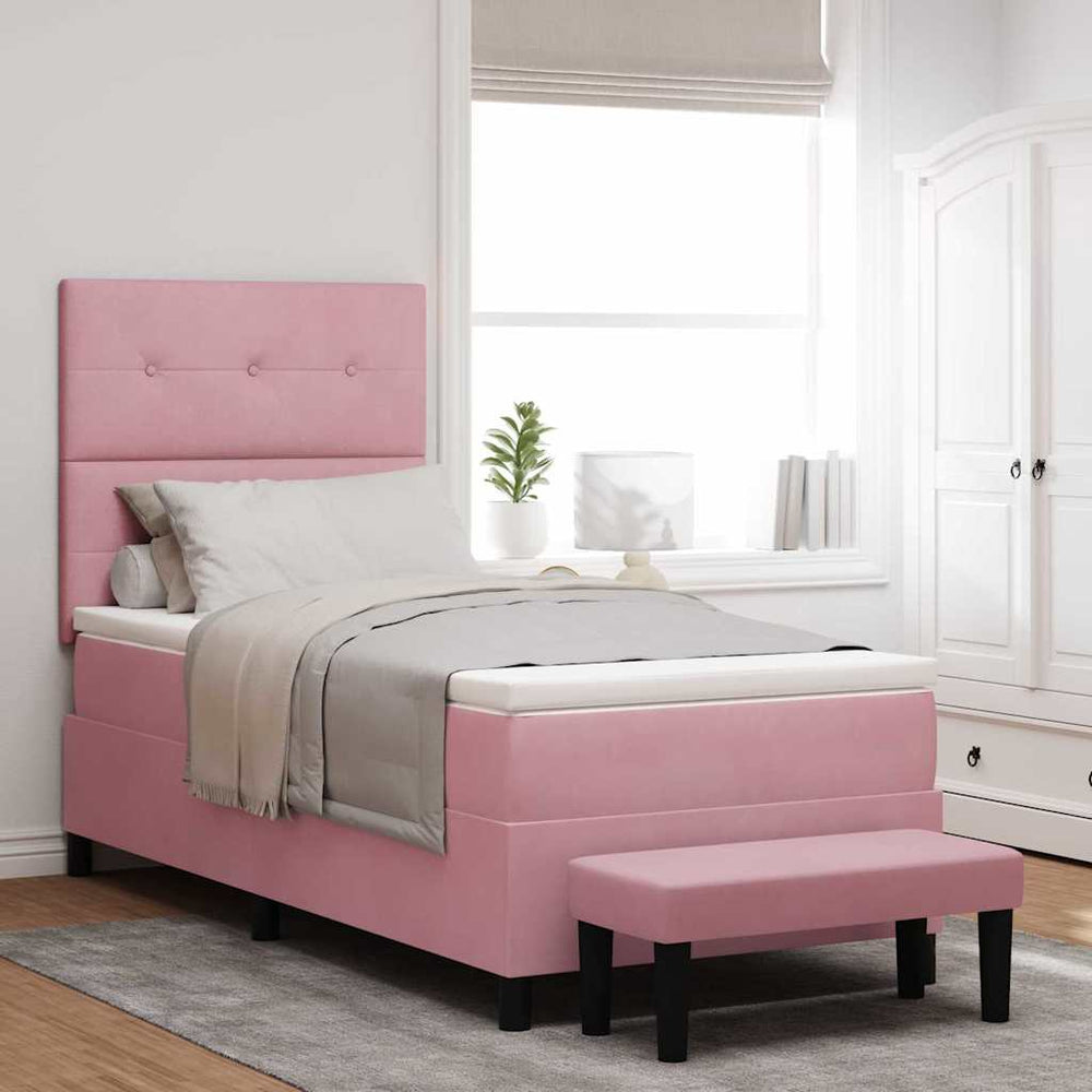 vidaXL Lit coffre avec oreillers et tête de lit Rose 190 x 90 cm Velours