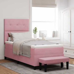 vidaXL Lit coffre avec oreillers et tête de lit Rose 190 x 90 cm Velours