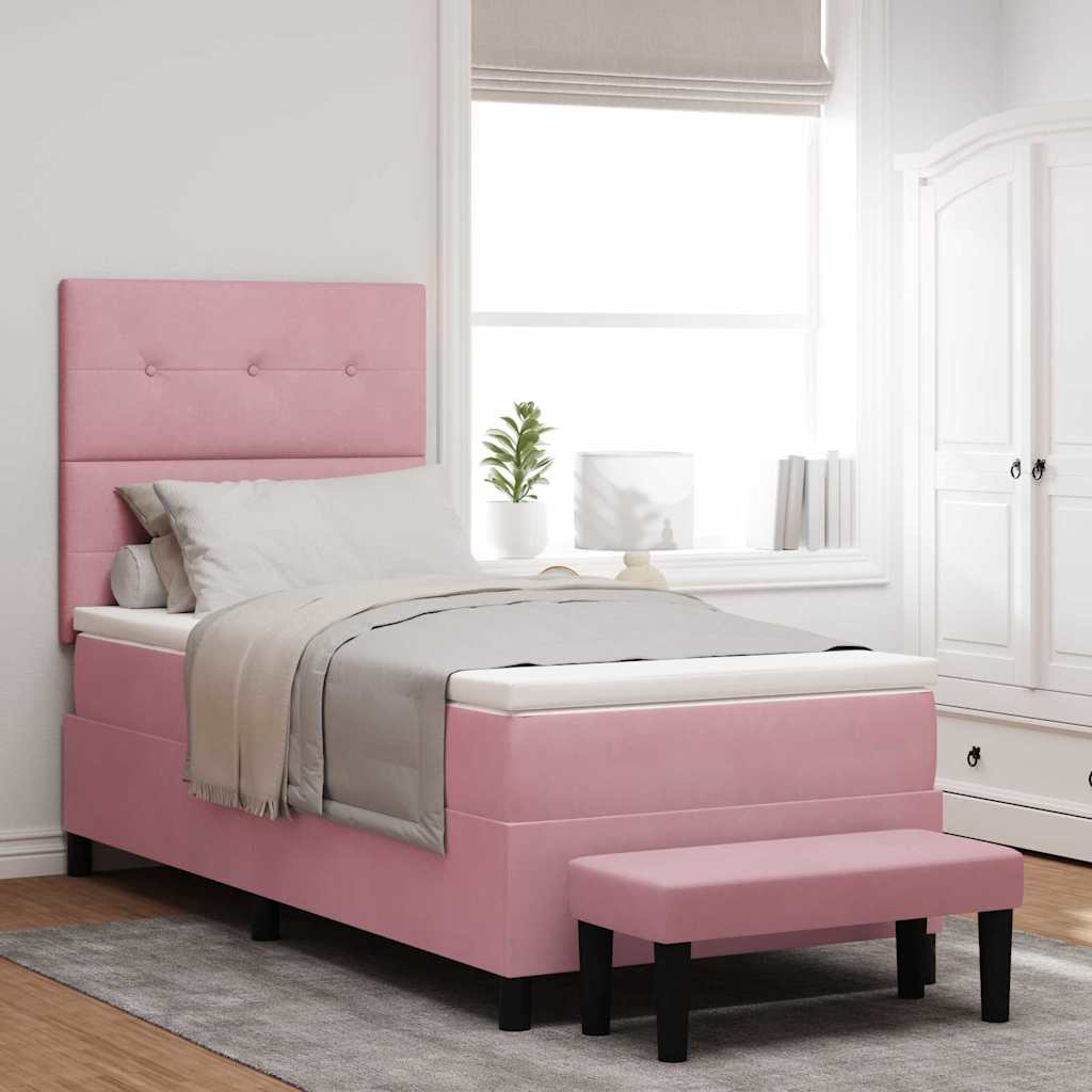 vidaXL Lit coffre avec oreillers et tête de lit Rose 190 x 90 cm Velours