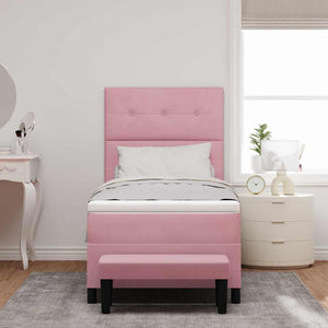 vidaXL Lit coffre avec oreillers et tête de lit Rose 190 x 90 cm Velours