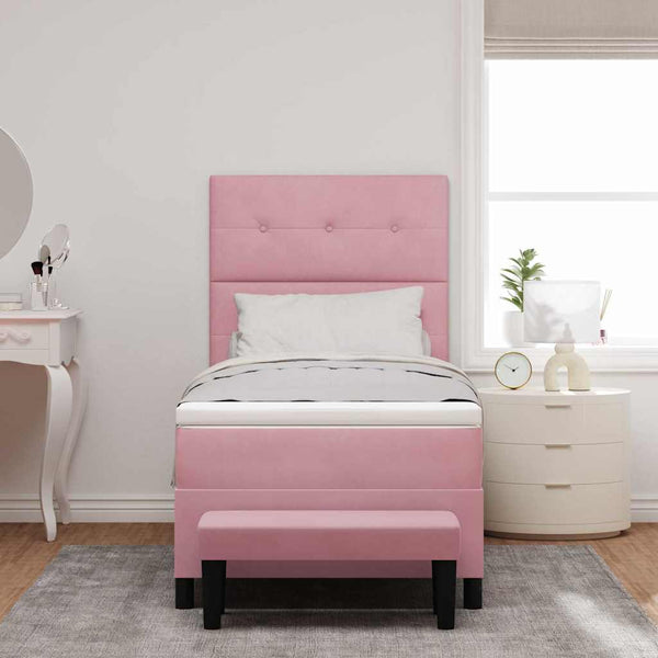 vidaXL Lit coffre avec oreillers et tête de lit Rose 190 x 90 cm Velours