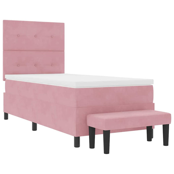 vidaXL Lit coffre avec oreillers et tête de lit Rose 190 x 90 cm Velours