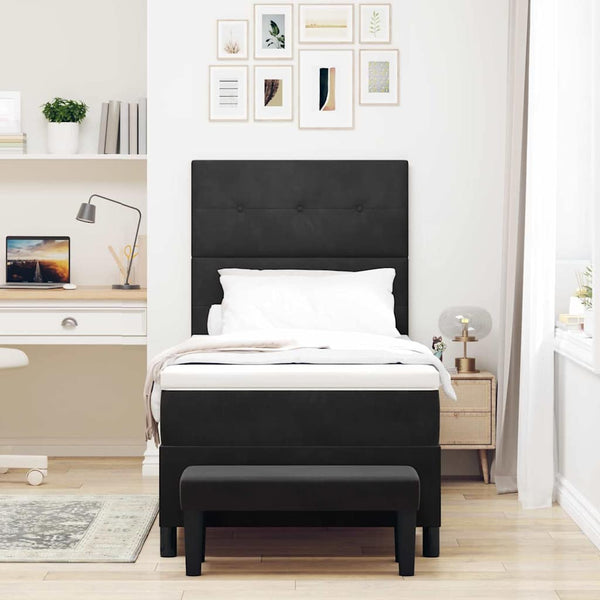 Boxspringbett Schwarz Samt 200x90 cm