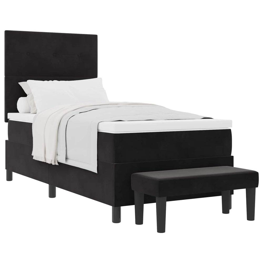 vidaXL Lit tapissier avec oreillers et tête de lit Velours noir 200 x 90 cm
