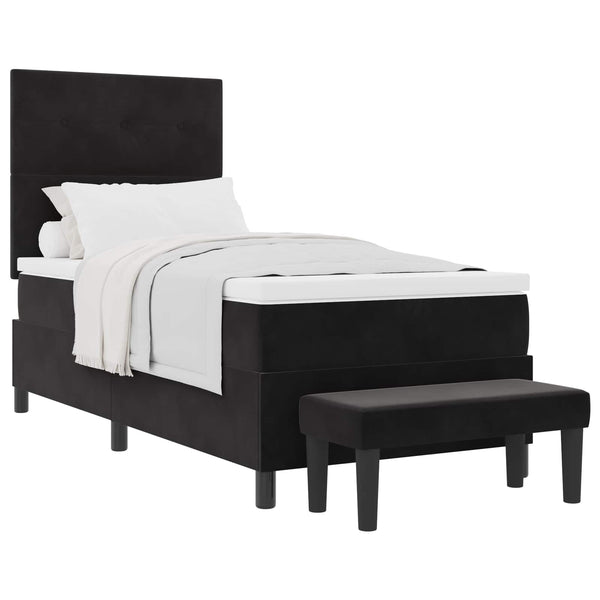 Boxspringbett Schwarz Samt 200x90 cm