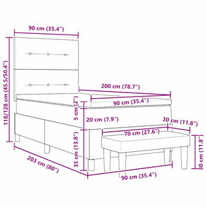 Boxspringbett Schwarz Samt 200x90 cm