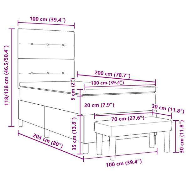 Boxspringbett Dunkelblau 200x100 cm Samt