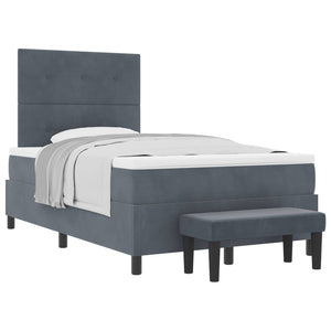 vidaXL Lit double tapissier avec tête de lit Gris foncé 190 x 120 cm Velours