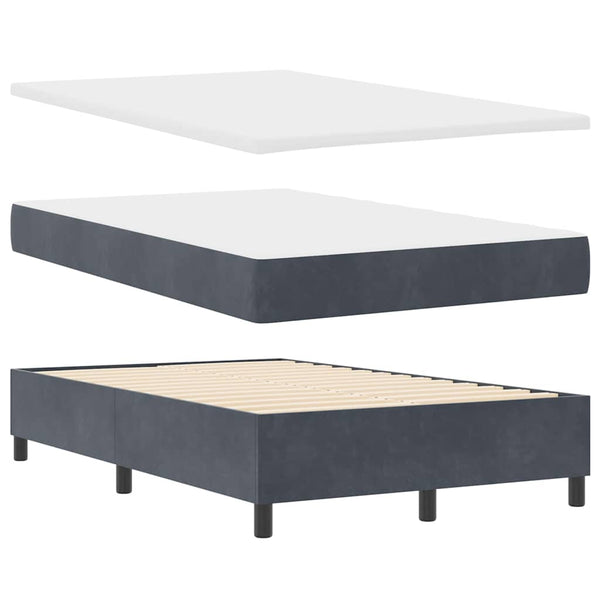 vidaXL Lit double tapissier avec tête de lit Gris foncé 190 x 120 cm Velours