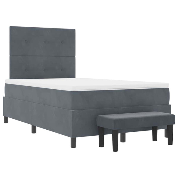 vidaXL Lit double tapissier avec tête de lit Gris foncé 190 x 120 cm Velours