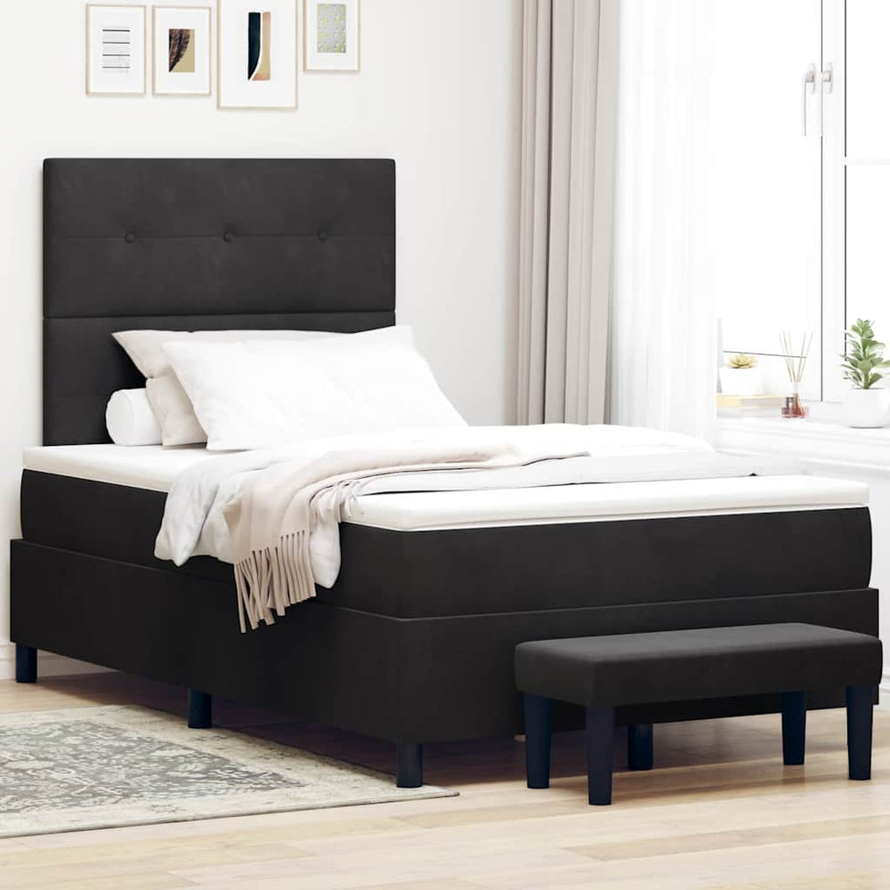 vidaXL Lit tapissier avec tête de lit noir 190 x 120 cm Velours