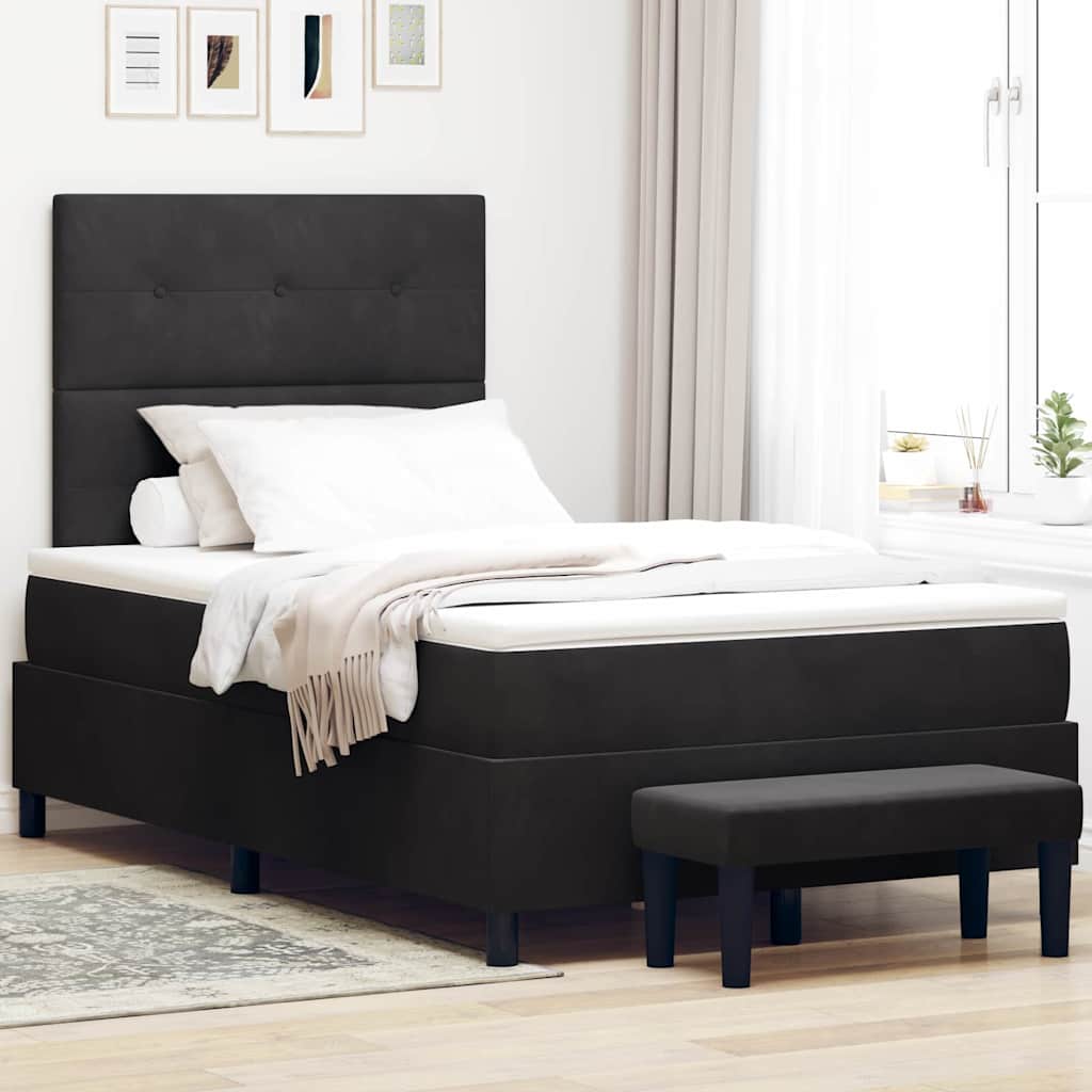 Boxspringbett Schwarz Samt 190x120 cm