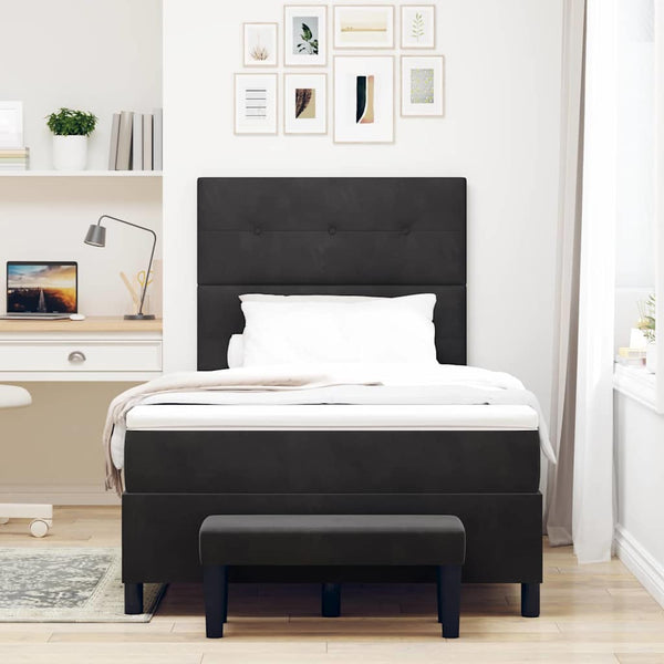 Boxspringbett Schwarz Samt 190x120 cm