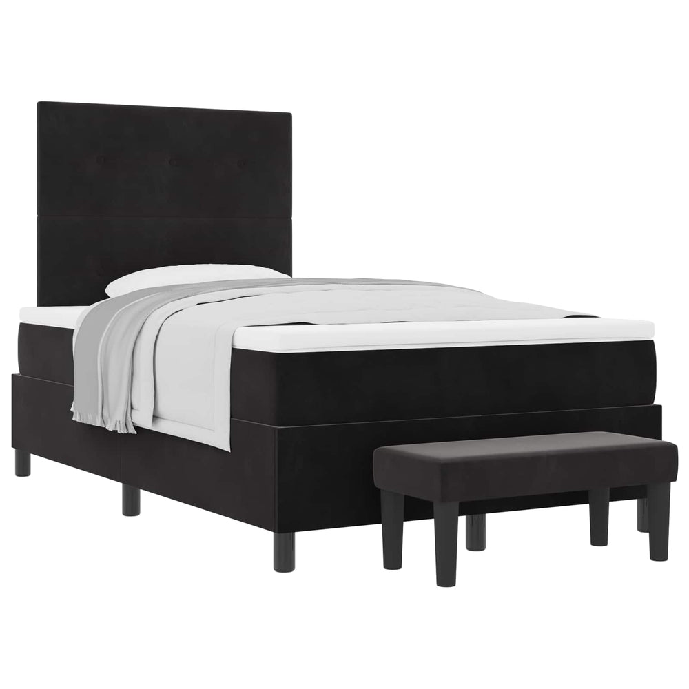 vidaXL Lit tapissier avec tête de lit noir 190 x 120 cm Velours