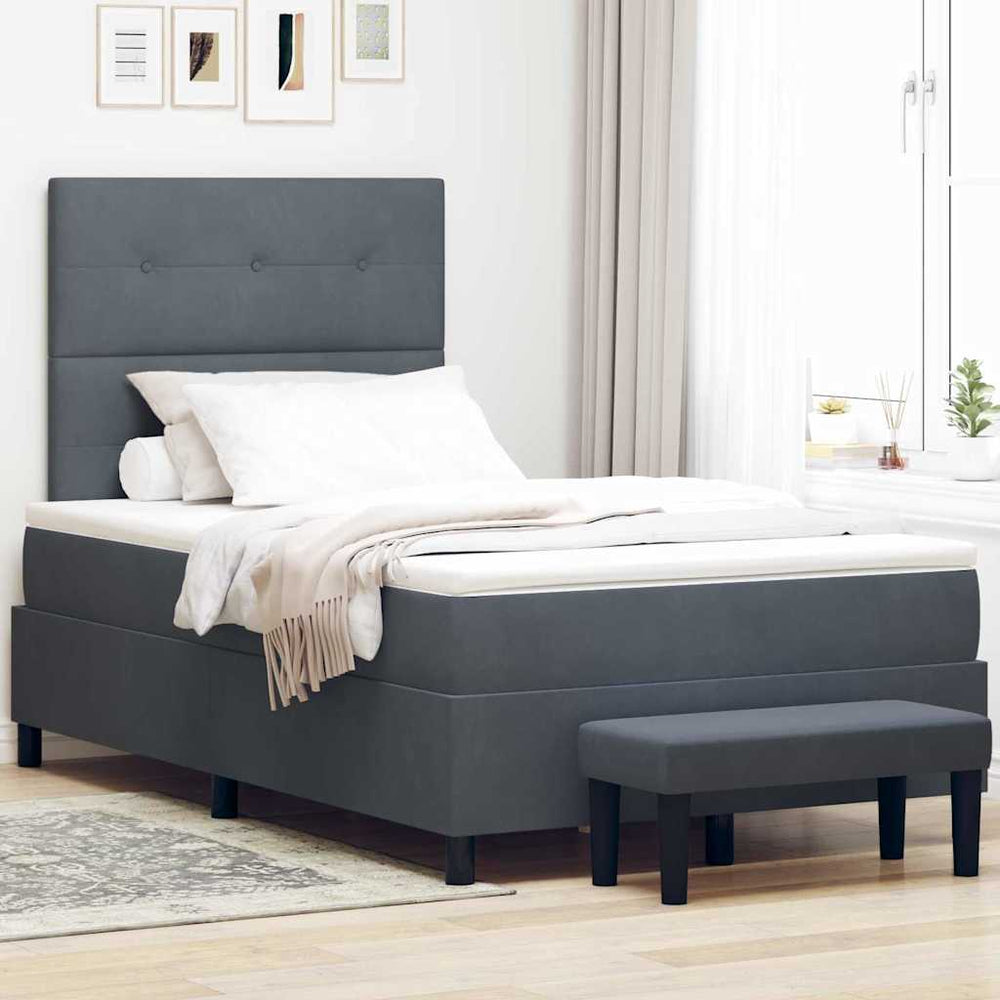 vidaXL Box spring bed with headboard Dark gray 200 x 120 cm Velvet
