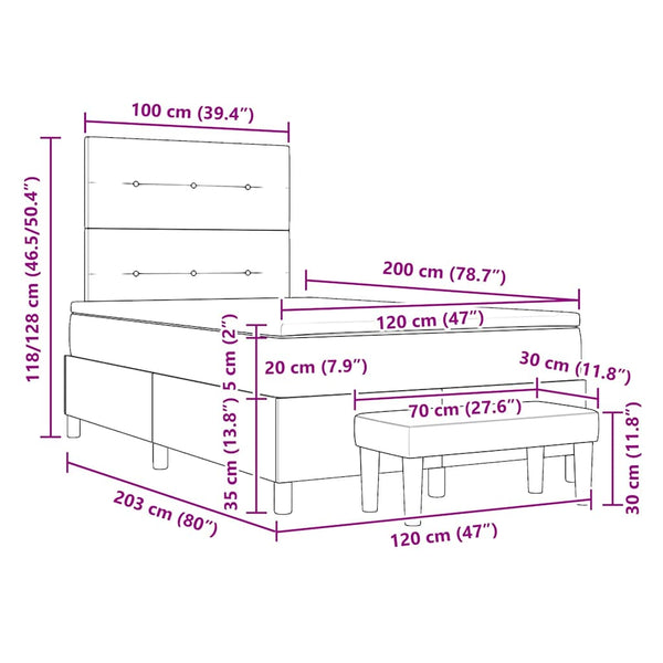 Boxspringbett Dunkelgrau Samt 200x120 cm