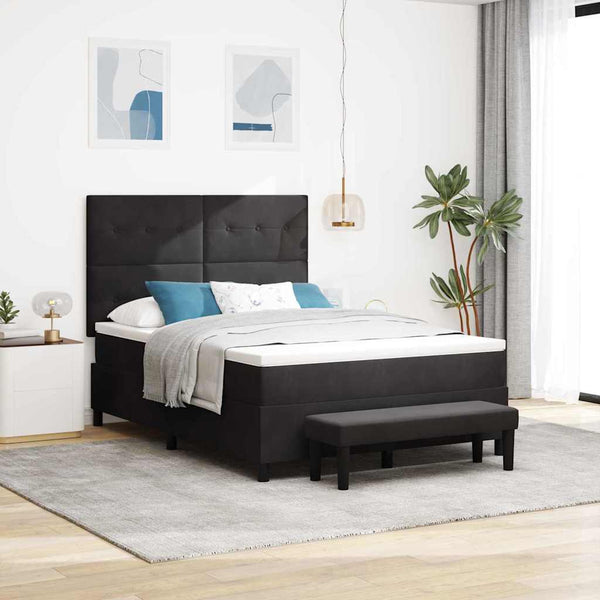 Boxspringbett Schwarz Samt 200x140 cm mit Kissen