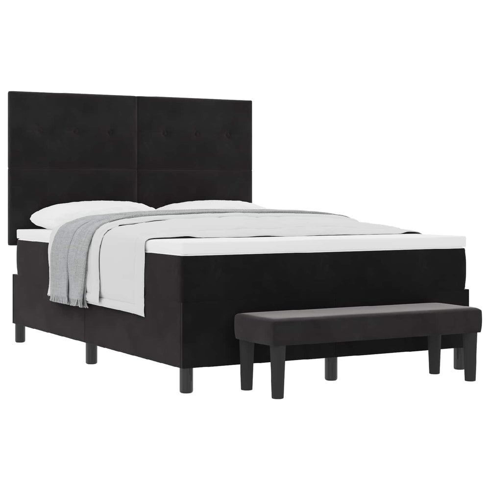 Boxspringbett Schwarz Samt 200x140 cm mit Kissen