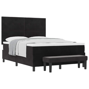 Boxspringbett Schwarz Samt 200x140 cm mit Kissen