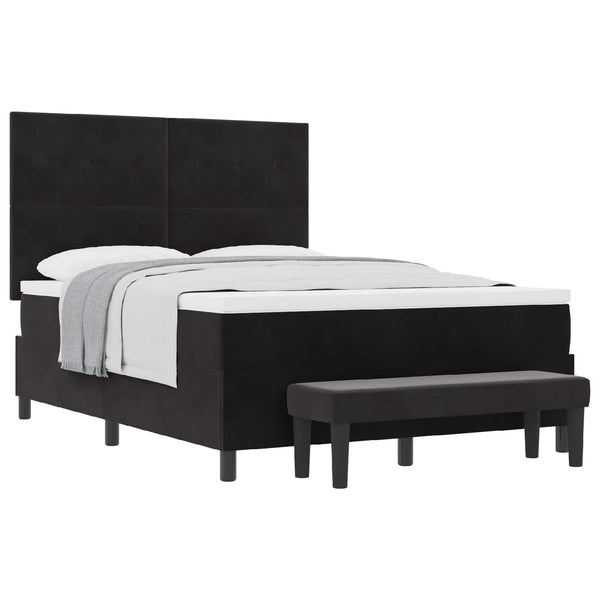Boxspringbett Schwarz Samt 200x140 cm mit Kissen
