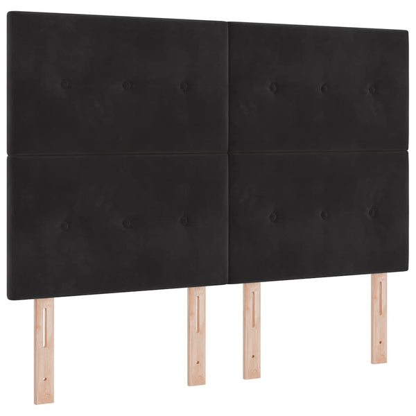Boxspringbett Schwarz Samt 200x140 cm mit Kissen