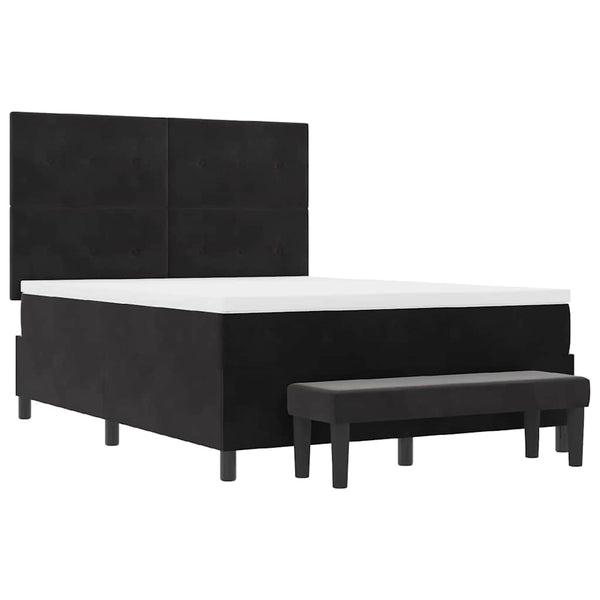 Boxspringbett Schwarz Samt 200x140 cm mit Kissen