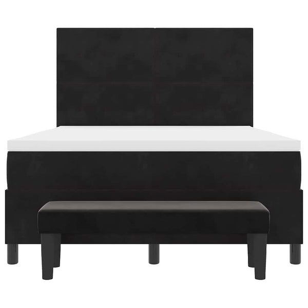 Boxspringbett Schwarz Samt 200x140 cm mit Kissen
