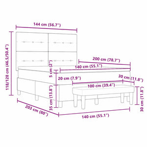 Boxspringbett Schwarz Samt 200x140 cm mit Kissen