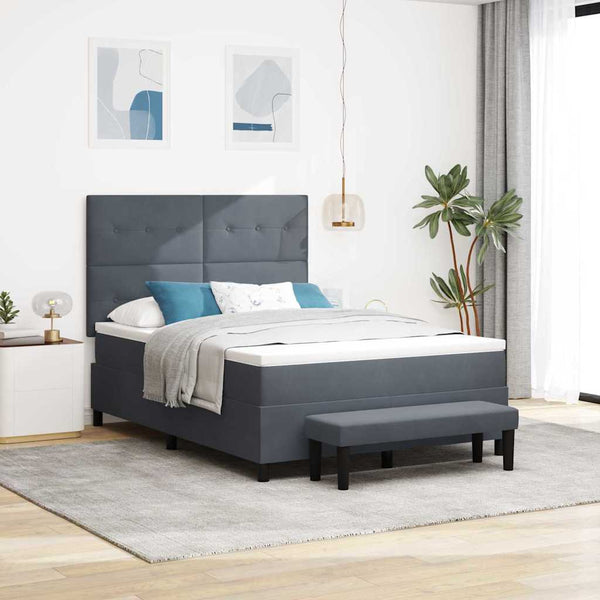 Boxspringbett Dunkelgrau Samt 200x160 cm mit Kissen