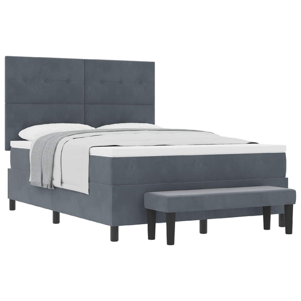 Boxspringbett Dunkelgrau Samt 200x160 cm mit Kissen