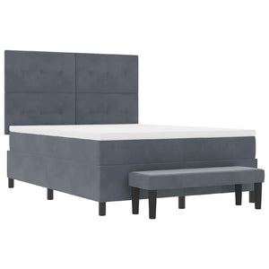 Boxspringbett Dunkelgrau Samt 200x160 cm mit Kissen