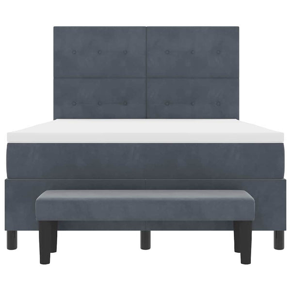 Boxspringbett Dunkelgrau Samt 200x160 cm mit Kissen