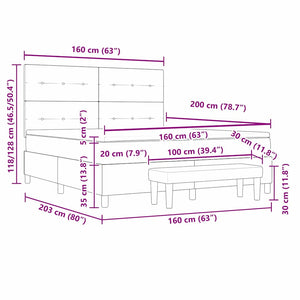 Boxspringbett Dunkelgrau Samt 200x160 cm mit Kissen