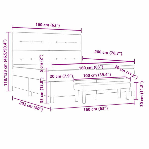 Boxspringbett Dunkelgrau Samt 200x160 cm mit Kissen