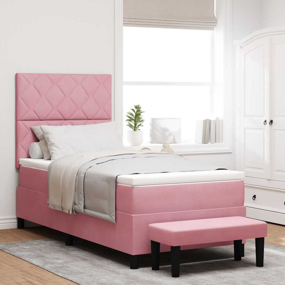 vidaXL Box Spring Bed with Cushions and Headboard Pink 200 x 100 cm Velvet