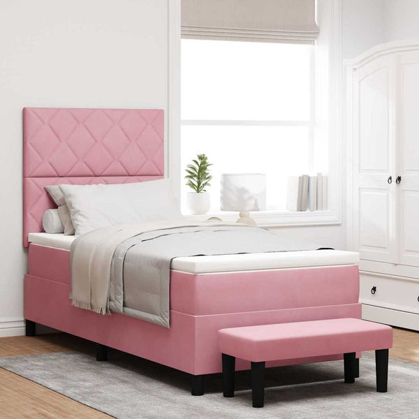 Boxspringbett Rosa Samt 200x100 cm mit Kissen