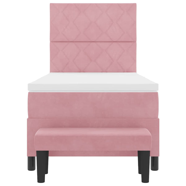 Boxspringbett Rosa Samt 200x100 cm mit Kissen