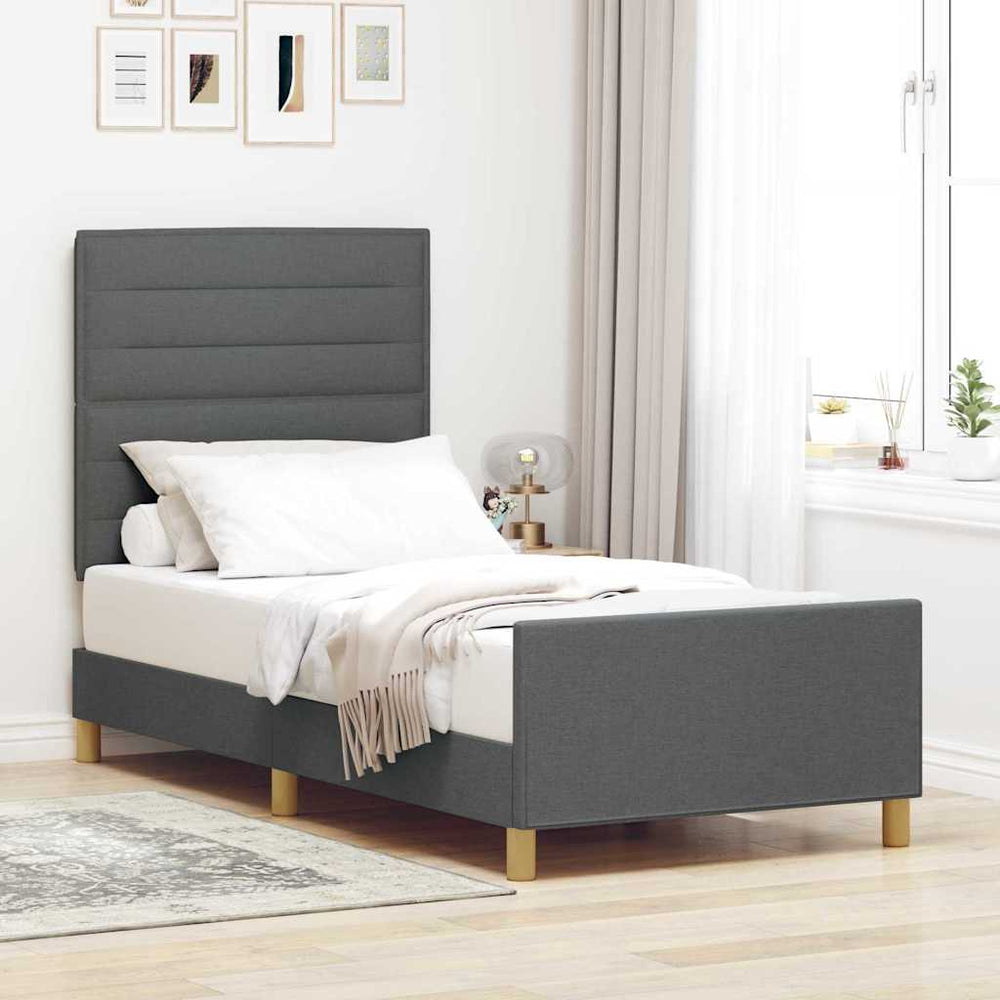 vidaXL Bed Frame with Headboard Dark Grey 80 x 200 cm Fabric
