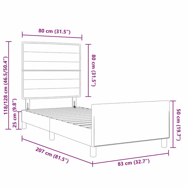 Bettgestell Dunkelgrau 80x200 cm